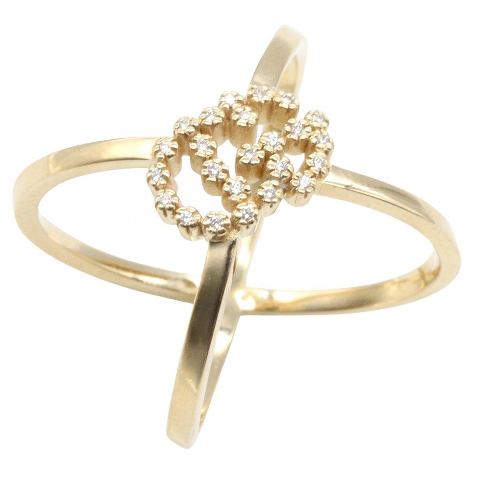 グッチ GUCCI GGランニング クロス ロゴ ダイヤ リング リング・指輪 ジュエリー K18(イエローゴールド) ダイヤモンド メンズ レディース ゴールド系 / クリア系 【中古】