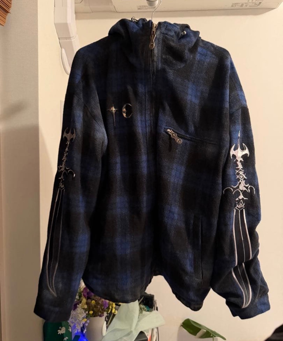 THUG CLUB Arab Sword Flannel Zip-up "Blue"