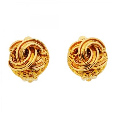 【6jdb0536-k】シャネル イヤリング ヴィンテージ ココマーク 丸型 サークル GPメッキ ゴールド【中古】レディース