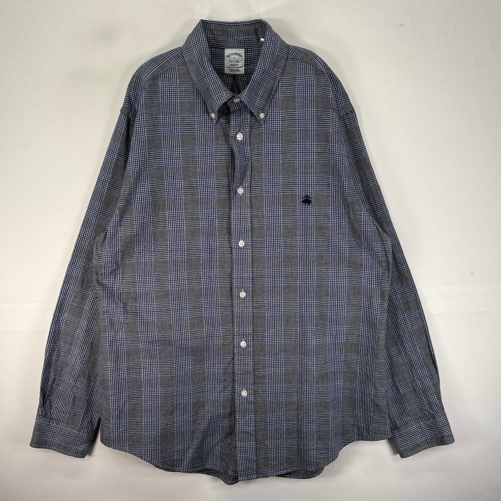 古着 ブルックスブラザーズ Brooks Brothers 長袖シャツ ボタンダウン L  ネイビー系 チェック メンズ