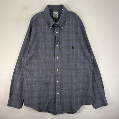 古着 ブルックスブラザーズ Brooks Brothers 長袖シャツ ボタンダウン L ネイビー系 チェック メンズ