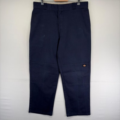古着 ディッキーズ Dickies パンツ ダブルニー ワーク ジッパーフライ ワンポイントロゴ ツールポケット W38 L34 ネイビー系 メンズ
