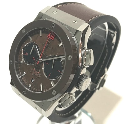 ウブロ HUBLOT クラシック フュージョン 521.NC.0589.VR.OPX14 フォービデンX 自動巻き 葉巻ボックス付き 腕時計 チタニウム シルバー 新品同様