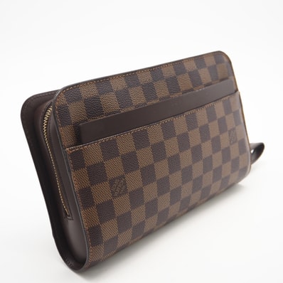 LOUIS VUITTON ルイ・ヴィトン モノグラム サンルイ N51993 セカンドバッグ ブラウン コーティングキャンバス レザー メンズ