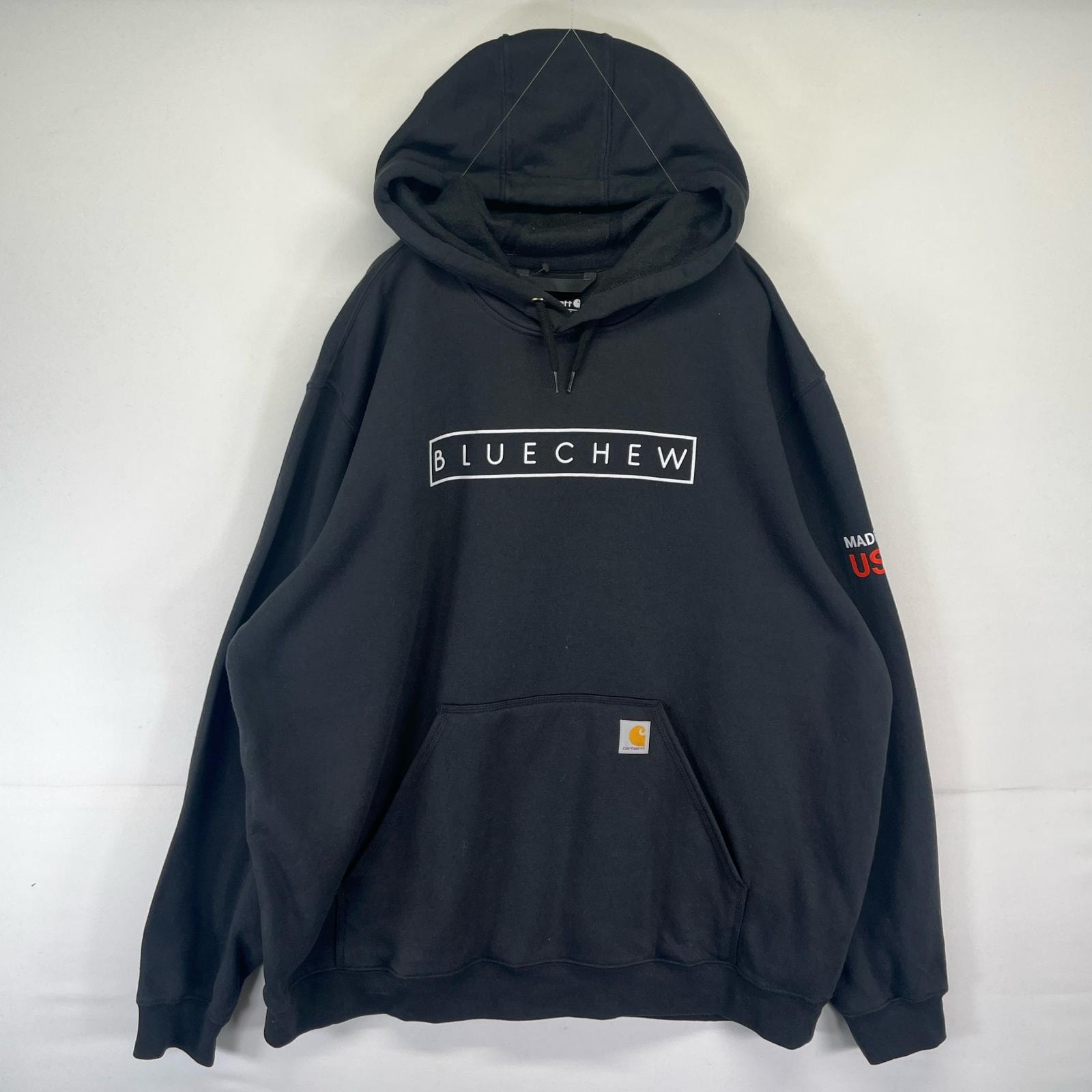 古着 カーハート Carhartt パーカー スウェット プルオーバー 大きいサイズ ワンポイントロゴ 2XL  ブラック メンズ