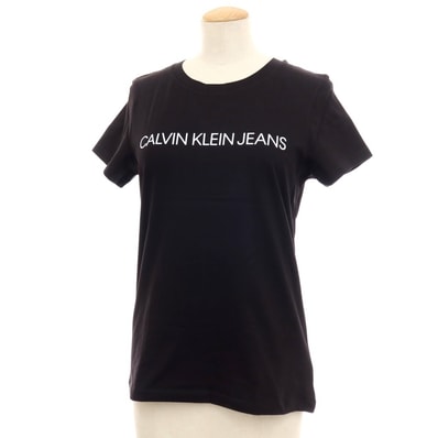 【中古】【未使用】カルバンクラインジーンズ Calvin klein Jeans コットン クルーネック 半袖Tシャツ ブラック【サイズM】【レディース】