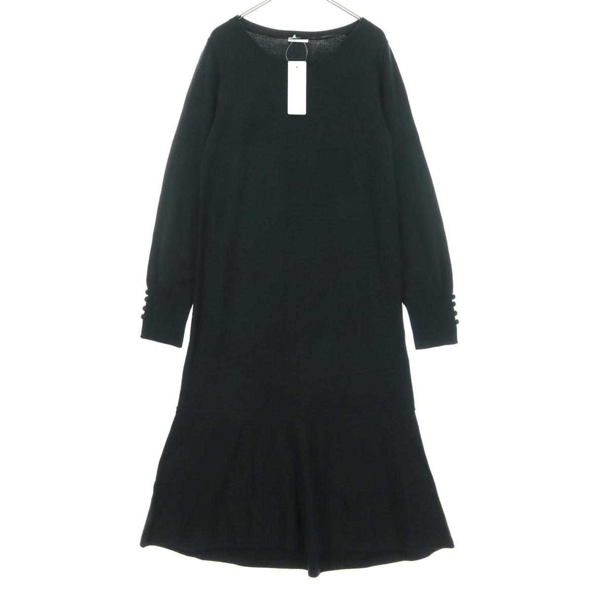 未使用 GU ジーユー 長袖 ニット ロングワンピース S ブラック