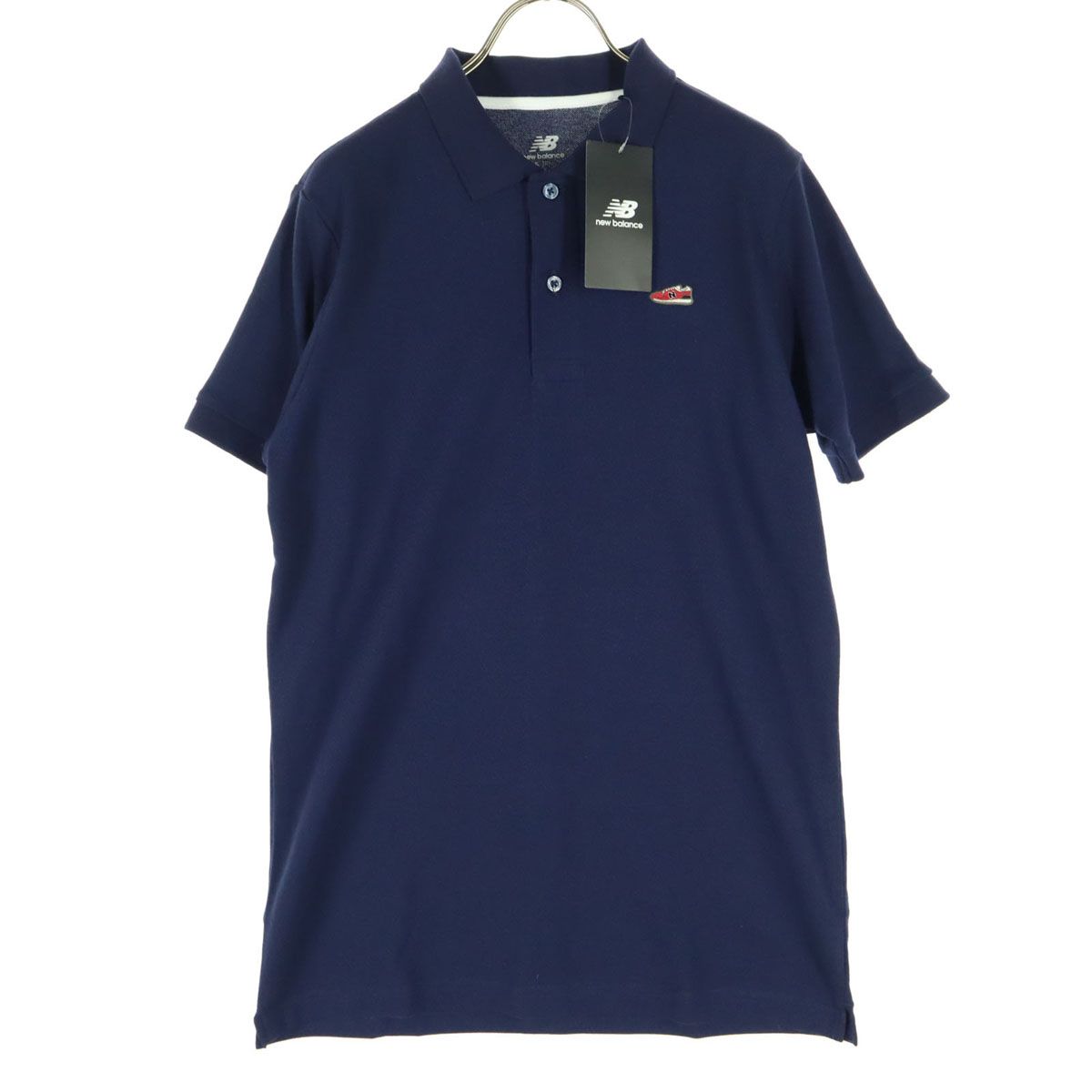 未使用 NEW BALANCE ニューバランス ワンポイントロゴ 半袖 ポロシャツ S ネイビー