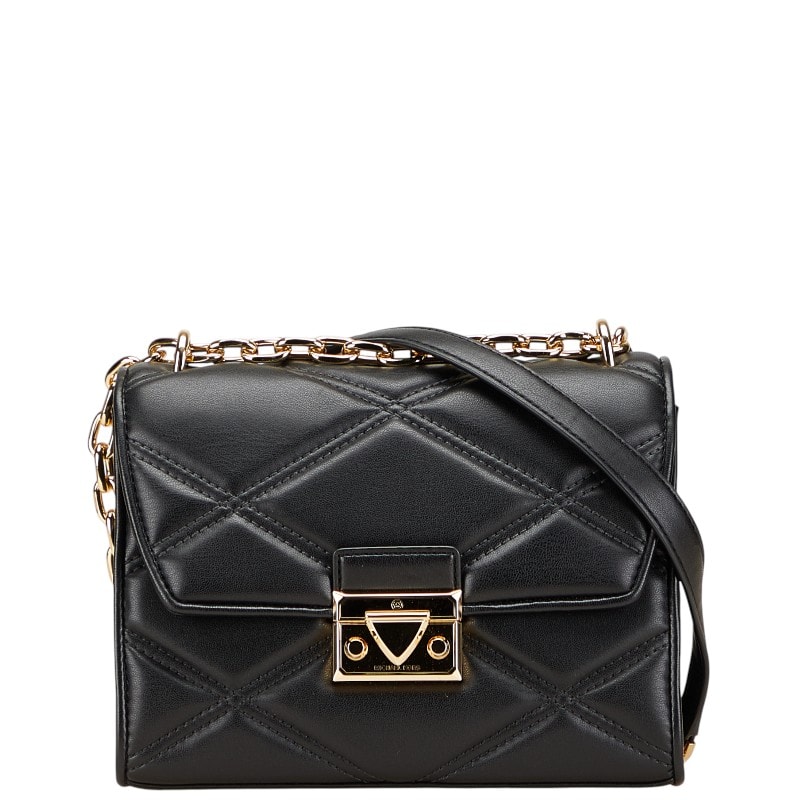 マイケルコース セレナ キルティング チェーン ショルダーバッグ 35S2GNRL2U ブラック フェイクレザー Michael Kors 【中古】