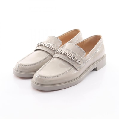 シャネル CHANEL ロゴ ローファー 靴 パテントレザー レディース ベージュ系 G37430 【中古】