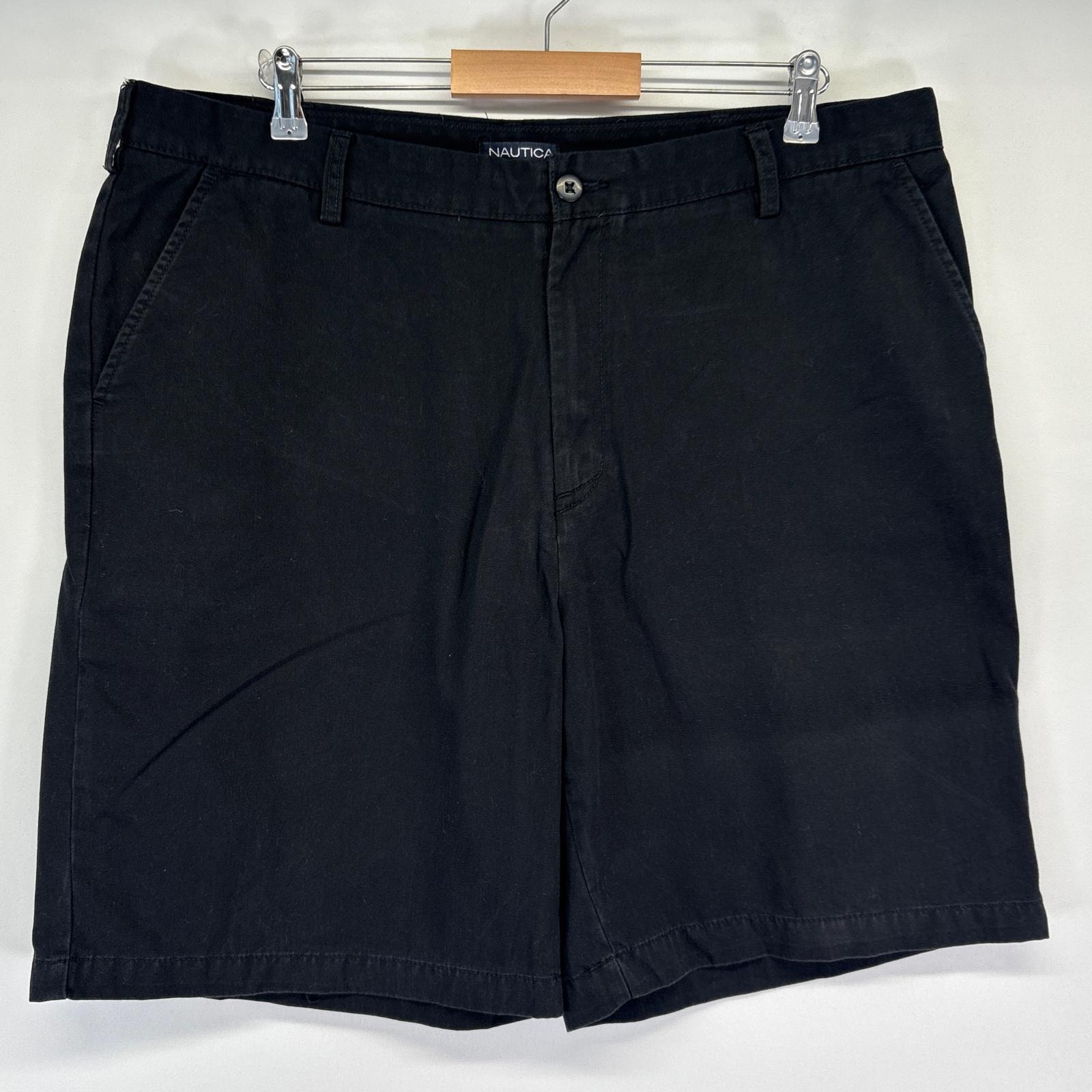 古着 ノーティカ NAUTICA ショートパンツ ハーフ 半ズボン 短パン チノパン ワンポイントロゴ w40  ブラック系 メンズ