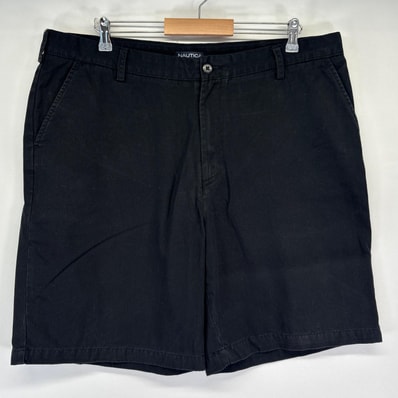 古着 ノーティカ NAUTICA ショートパンツ ハーフ 半ズボン 短パン チノパン ワンポイントロゴ w40 ブラック系 メンズ
