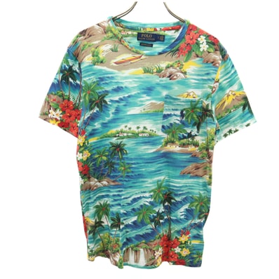 POLO RALPH LAUREN ポロラルフローレン 南国柄 半袖 カスタムスリムフィット Tシャツ S エメラルドグリーン
