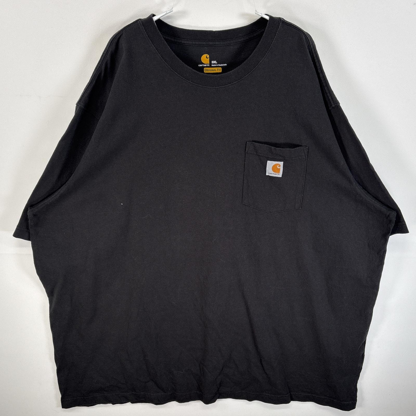 古着 カーハート Carhartt 半袖Tシャツ ワンポイント ロゴ 大きいサイズ 肉厚 3XL  ブラック 無地 メンズ