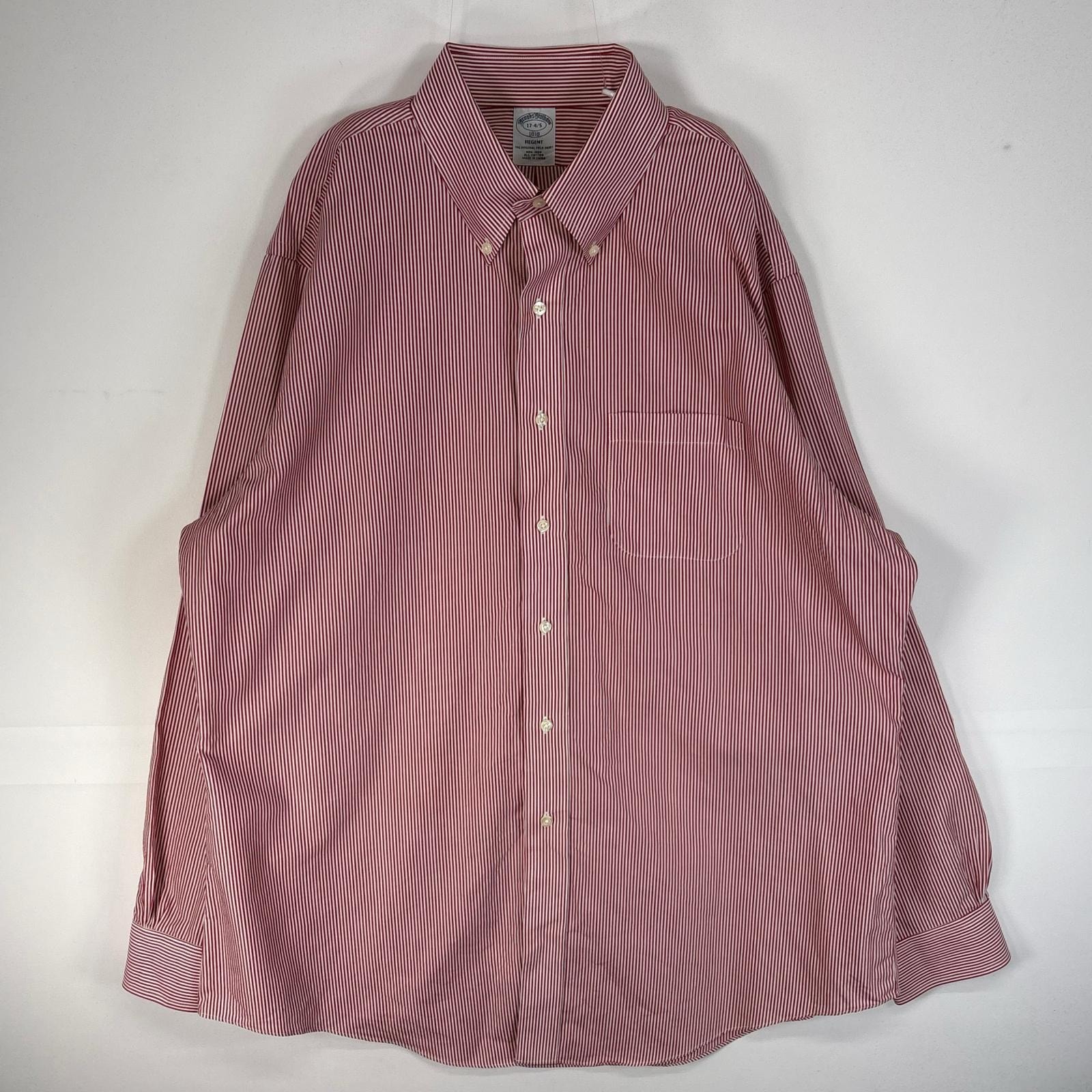 古着 ブルックスブラザーズ Brooks Brothers 長袖シャツ 1818 REGENT 胸ポケ XL  レッド系 ストライプ メンズ