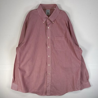 古着 ブルックスブラザーズ Brooks Brothers 長袖シャツ 1818 REGENT 胸ポケ XL レッド系 ストライプ メンズ