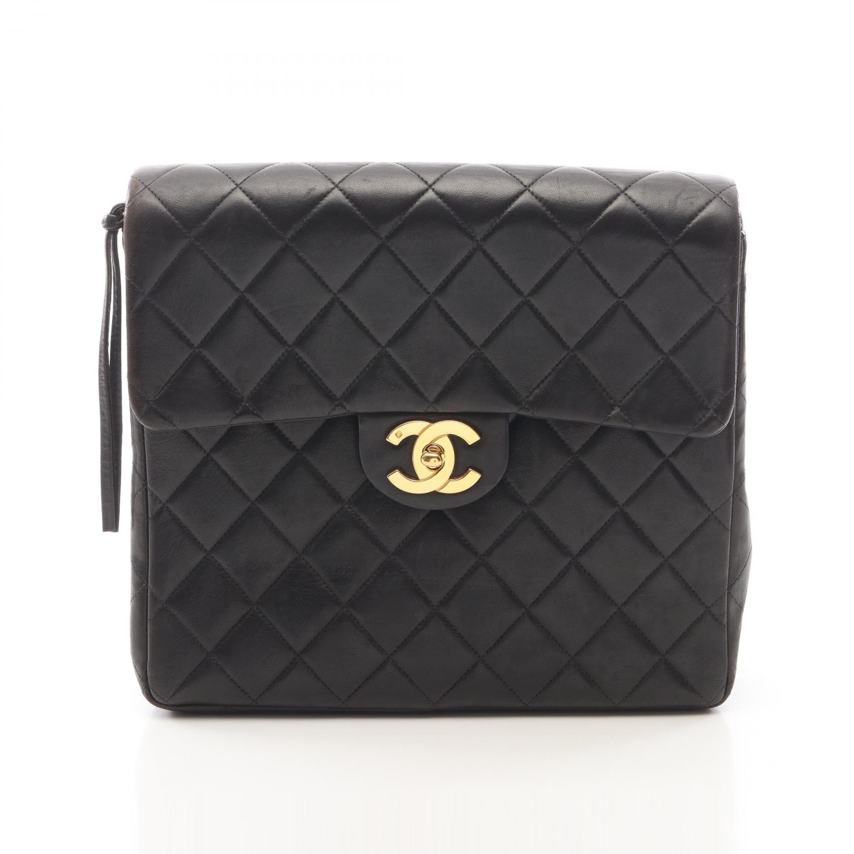 シャネル CHANEL マトラッセ スクエア チェーン リュックサック バックパック バッグ ラムスキン(羊革) レディース ブラック系 【中古】
