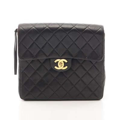 シャネル CHANEL マトラッセ スクエア チェーン リュックサック バックパック バッグ ラムスキン(羊革) レディース ブラック系 【中古】