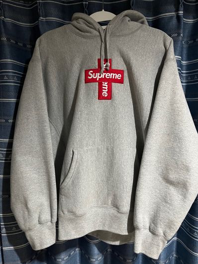 Supreme Cross Box Logo Hooded Sweatshirt "Grey"