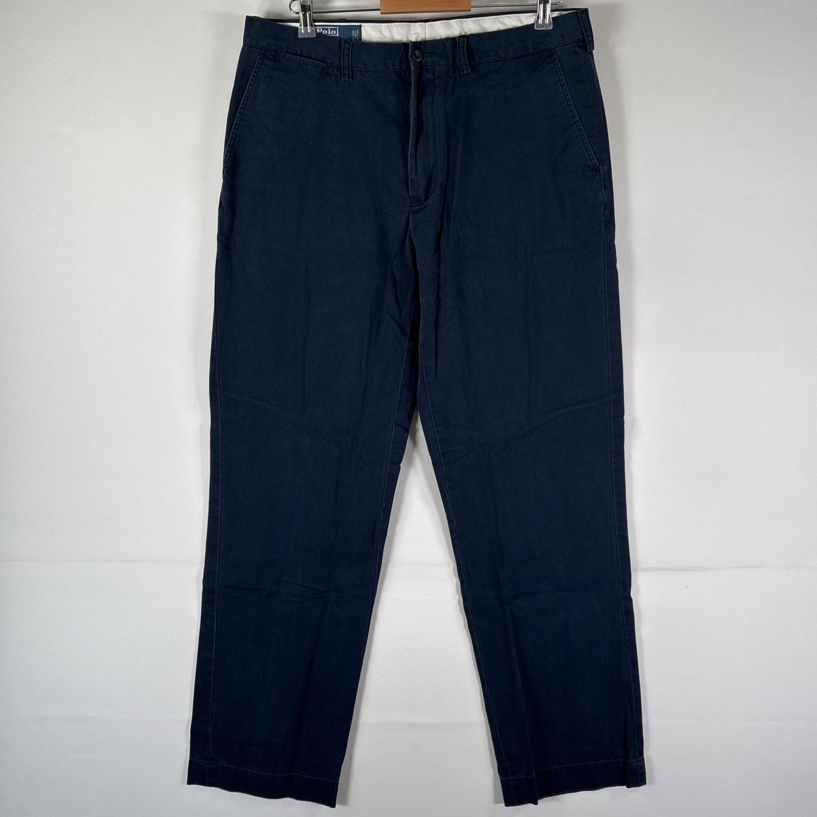 古着 ポロバイラルフローレン Polo by Ralph Lauren チノパンツ 長ズボン ボトムス ロゴ刺繍 プレストパンツ w36 L34  ネイビー メンズ