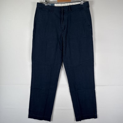 古着 ポロバイラルフローレン Polo by Ralph Lauren チノパンツ 長ズボン ボトムス ロゴ刺繍 プレストパンツ w36 L34 ネイビー メンズ