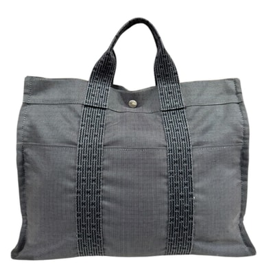 エルメス トートMM エールライン トートバッグ キャンバス グレー レディース HERMES 中古