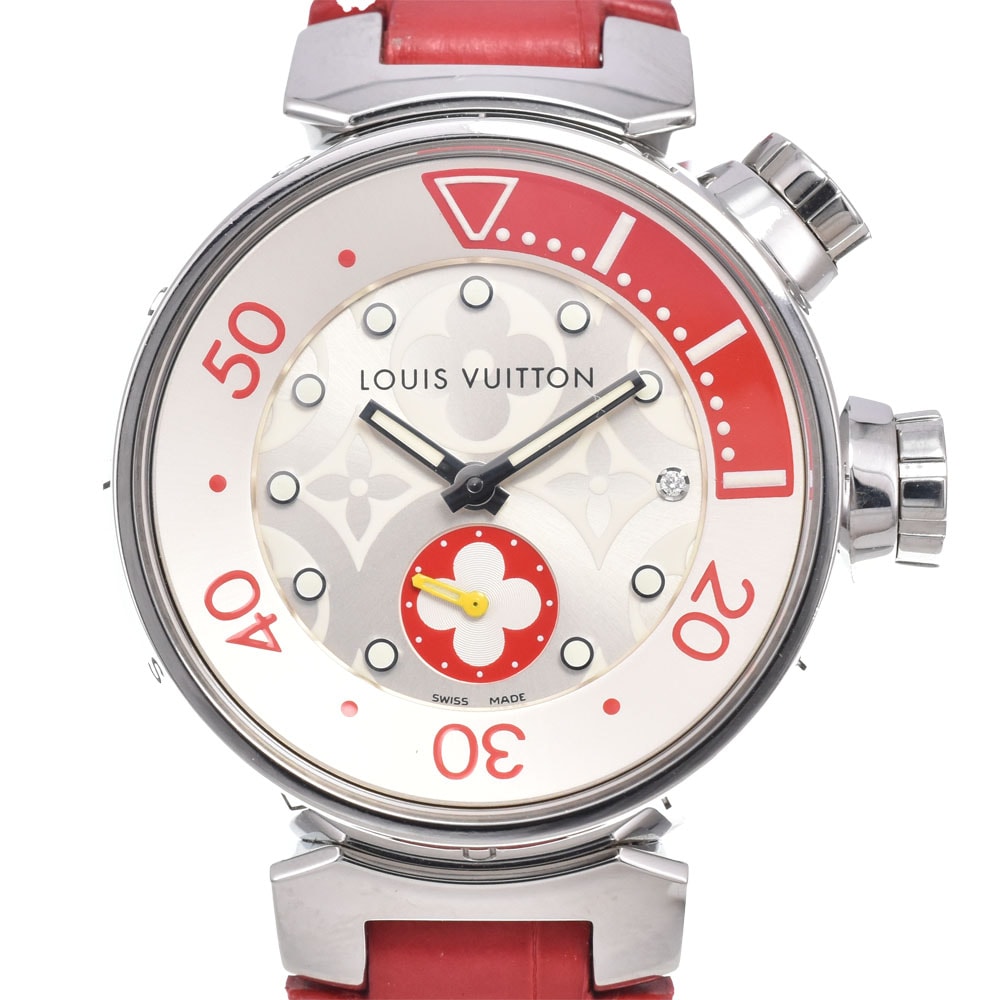 ルイ・ヴィトン LOUIS VUITTON Q131V タンブール 1Pダイヤモンド シルバー クォーツ レディース 美品 腕時計 C#149628