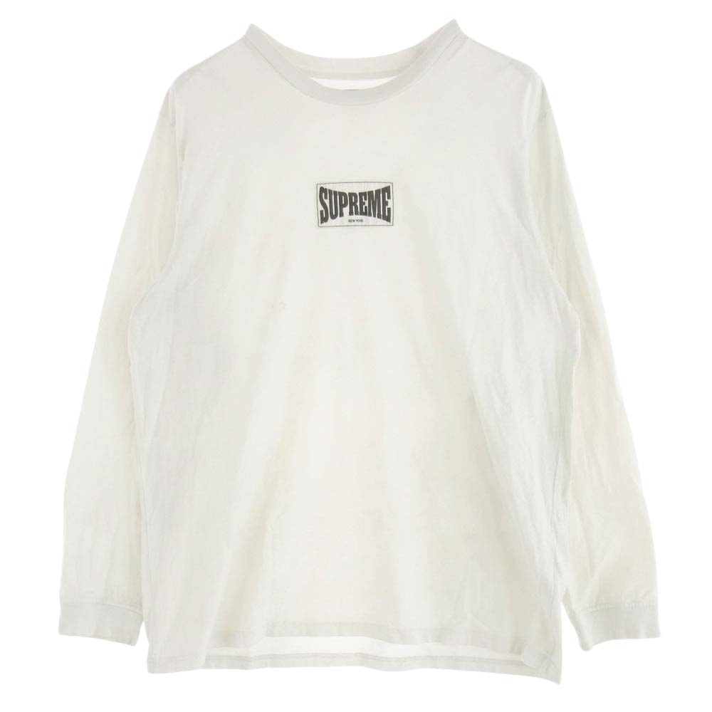 Supreme シュプリーム Tシャツ 20AW Woven Label L/S Top ウーブン ラベル ロゴ パッチ 長袖 Tシャツ XLサイズ ホワイト系 XL【中古】