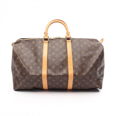 ルイ・ヴィトン LOUIS VUITTON キーポル50 ボストンバッグ バッグ PVCコーティングキャンバス レザー モノグラム メンズ レディース ブラウン系 M41426 【中古】