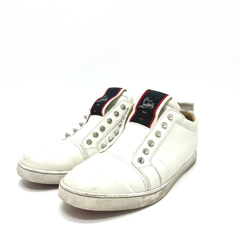 クリスチャンルブタン Christian Louboutin F.A.V Fique A Vontade Low Top Sneake スリッポン スパイク スタッズ 靴 スニーカー レザー ホワイト