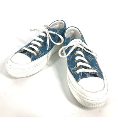 ルイヴィトン LOUIS VUITTON シューズ 靴 紐 モノグラムデニム スニーカー モノグラムデニム ブルー