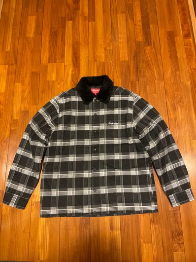 Supreme Faux Fur Collar Flannel Shirt "Black"