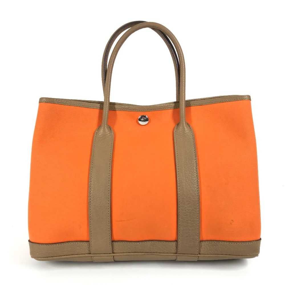 エルメス HERMES ガーデンパーティ TPM ガーデンパーティTPM トートバッグ カバン ハンドバッグ トワルオフィシエ B刻 オレンジ/チャイ オレンジ