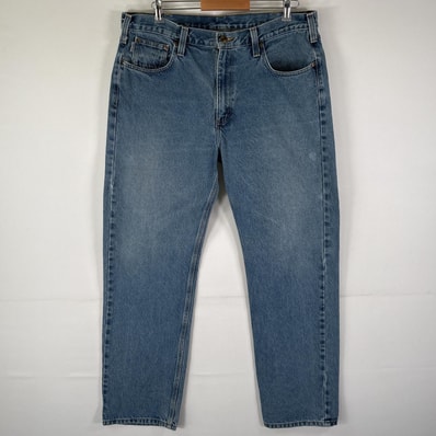 古着 カーハート Carhartt デニムパンツ ワーク 5ポケット ストレート ジーンズ ジーパン 色落ち w38 L34 ブルー メンズ