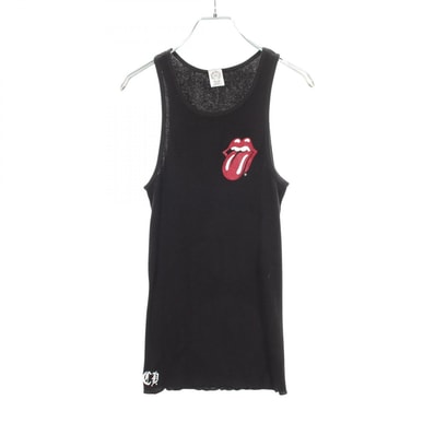 クロムハーツ CHROME HEARTS Chrome Hearts × The Rolling Stones リップ&タン ホースシュー リブ タンクトップ 衣料品 トップス コットン メンズ ブラック系 【中古】