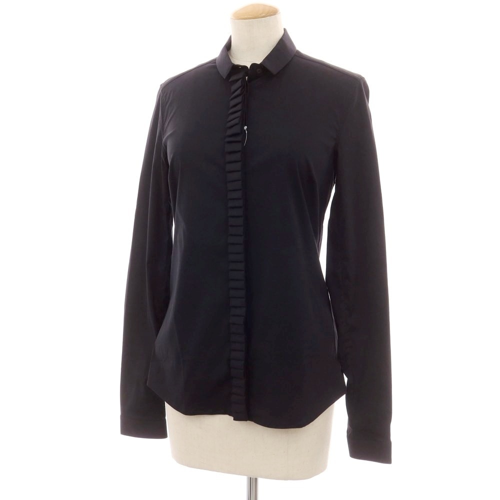 【中古】プラダスポーツ PRADA SPORTS ストレッチ コットンナイロン ショートカラー カジュアルシャツ ブラック【サイズ42】【レディース】