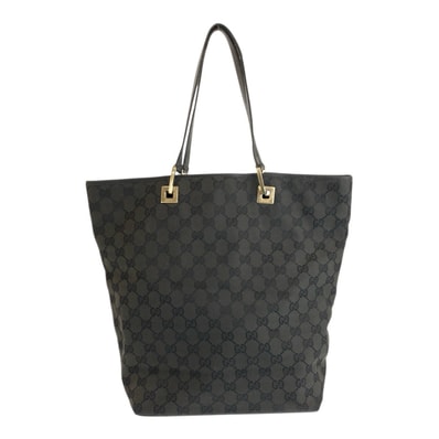 GUCCI グッチ ブラック 黒 ゴールド金具 GGキャンバス レザー/ トートバッグ ハンドバッグ 600298 【中古】
