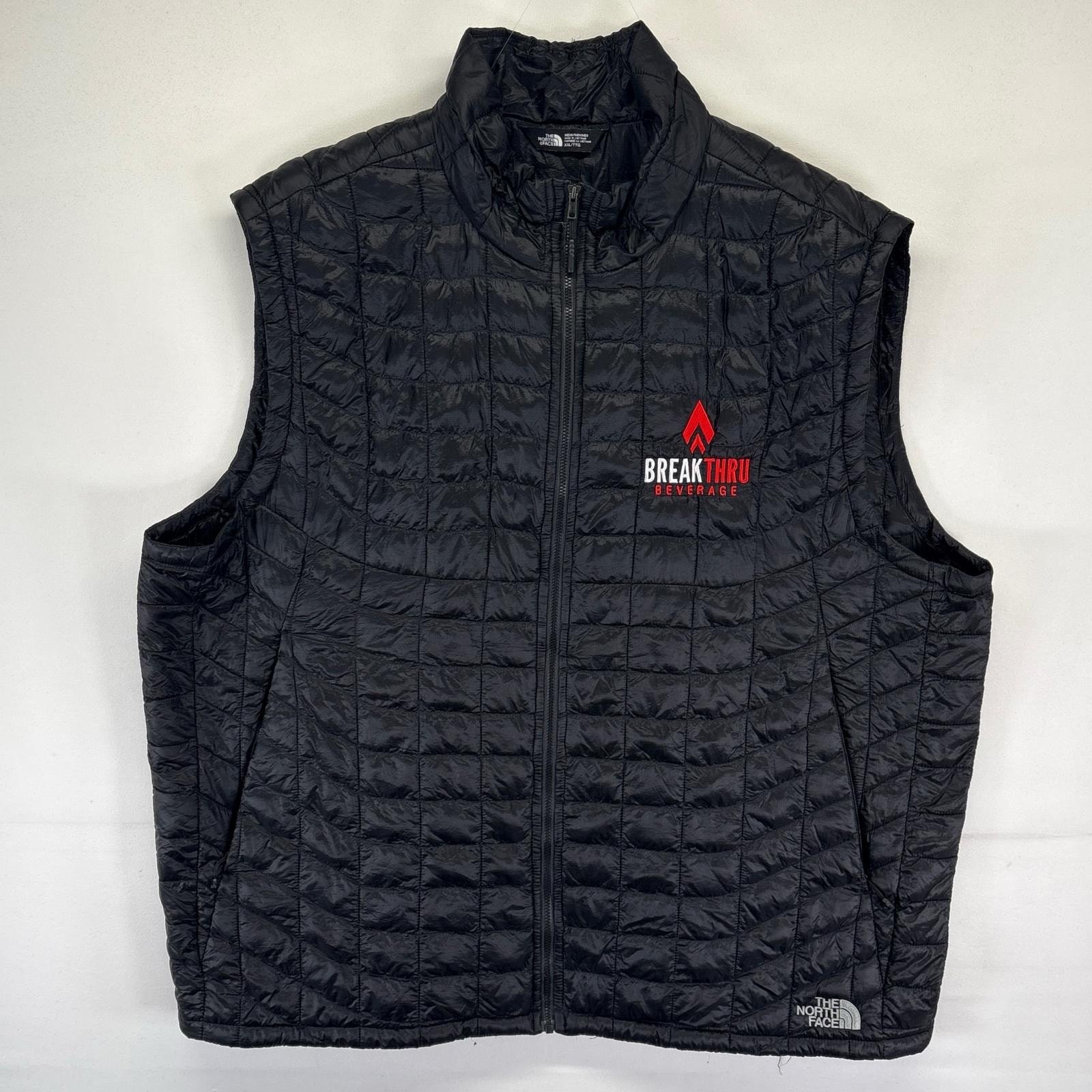 古着 ザ・ノースフェイス THE NORTH FACE ベスト ライトダウン 企業ロゴ刺繍 フルジップ アウトドア 2XL  ブラック系 メンズ