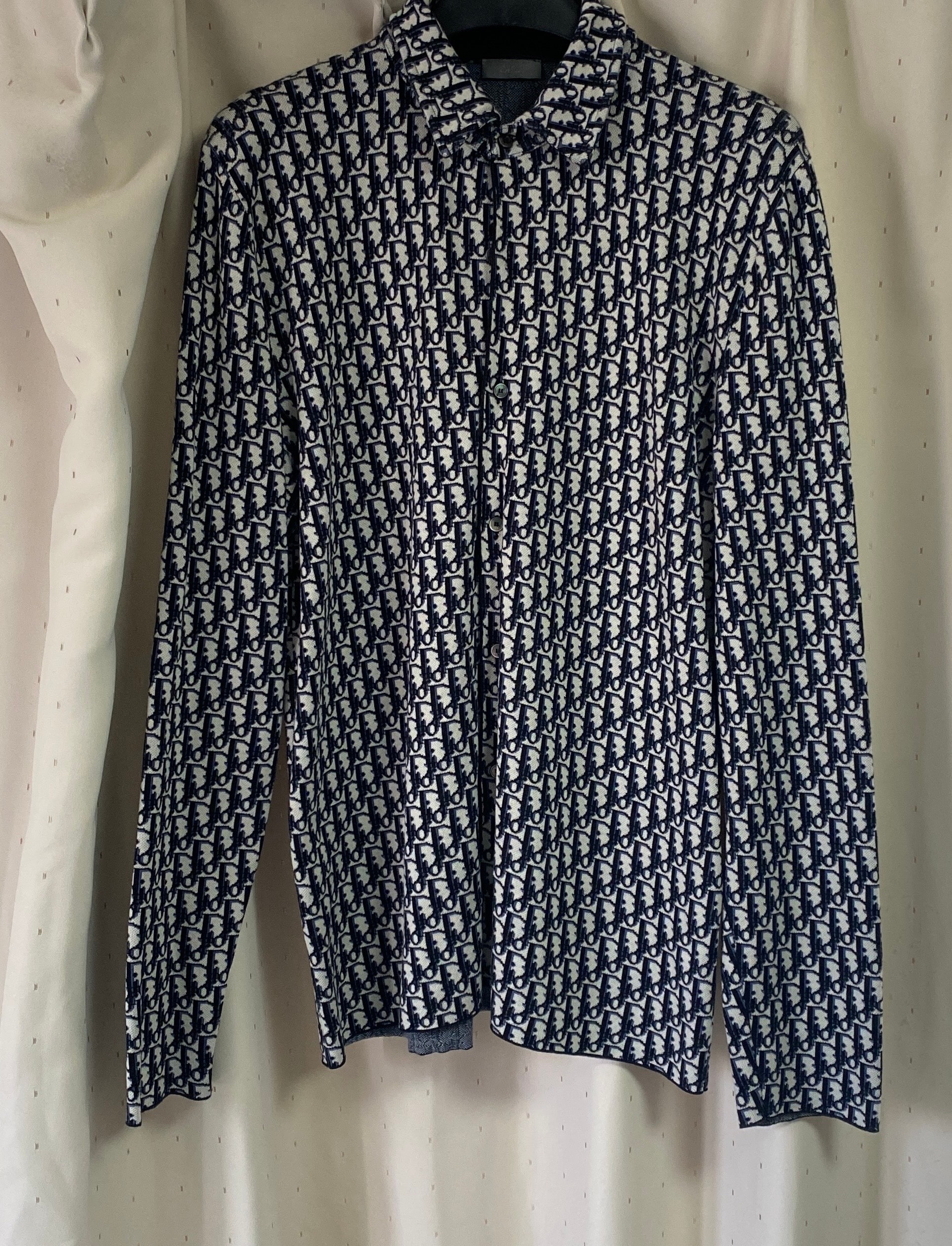 Dior Overshirt Dior Oblique Cotton Knit "Beige/Navy Blue"