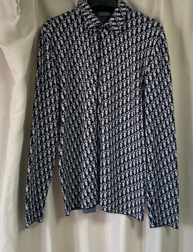 Dior Overshirt Dior Oblique Cotton Knit "Beige/Navy Blue"