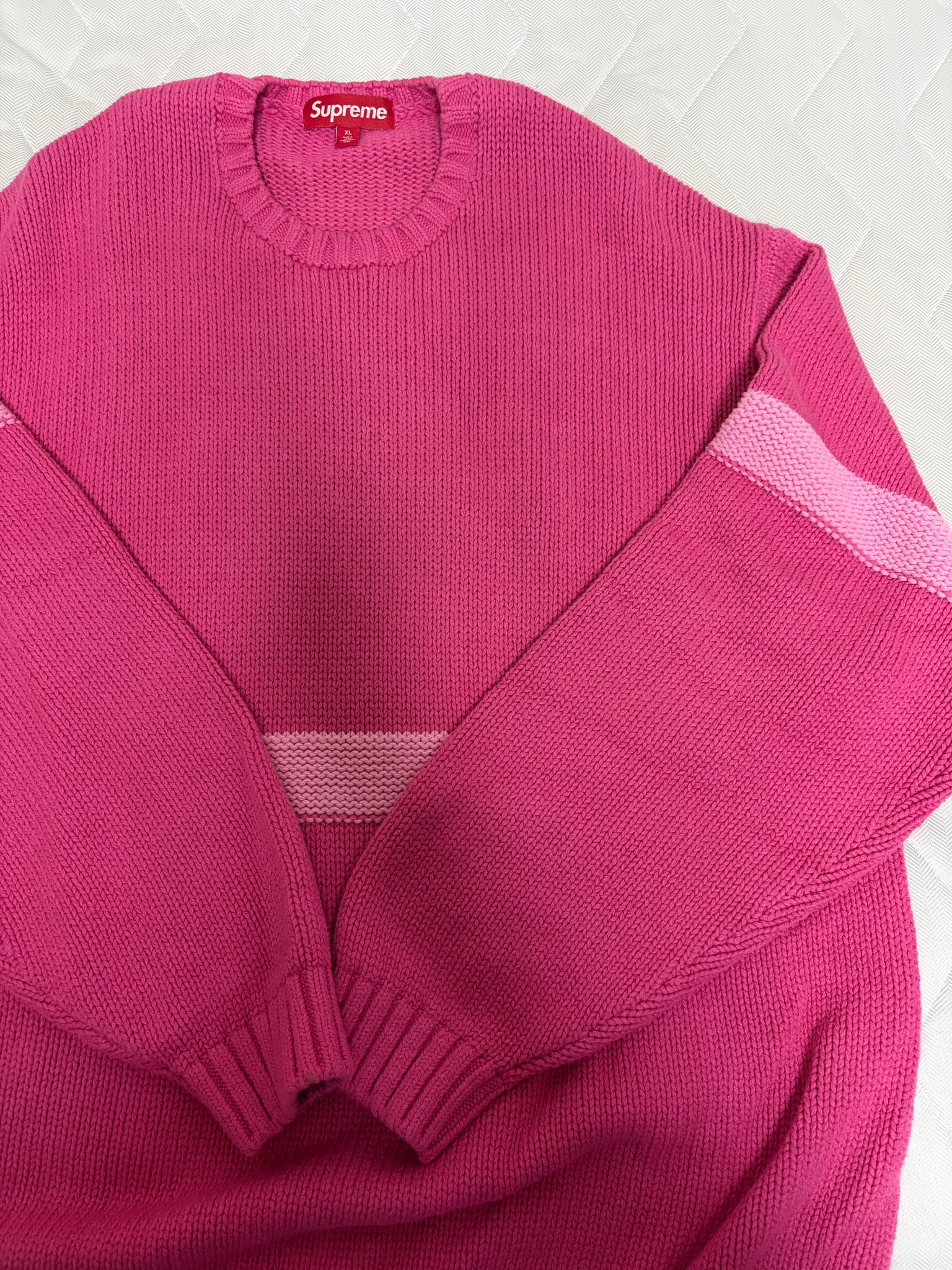 Supreme Tonal Applique Sweater "Dark Pink"