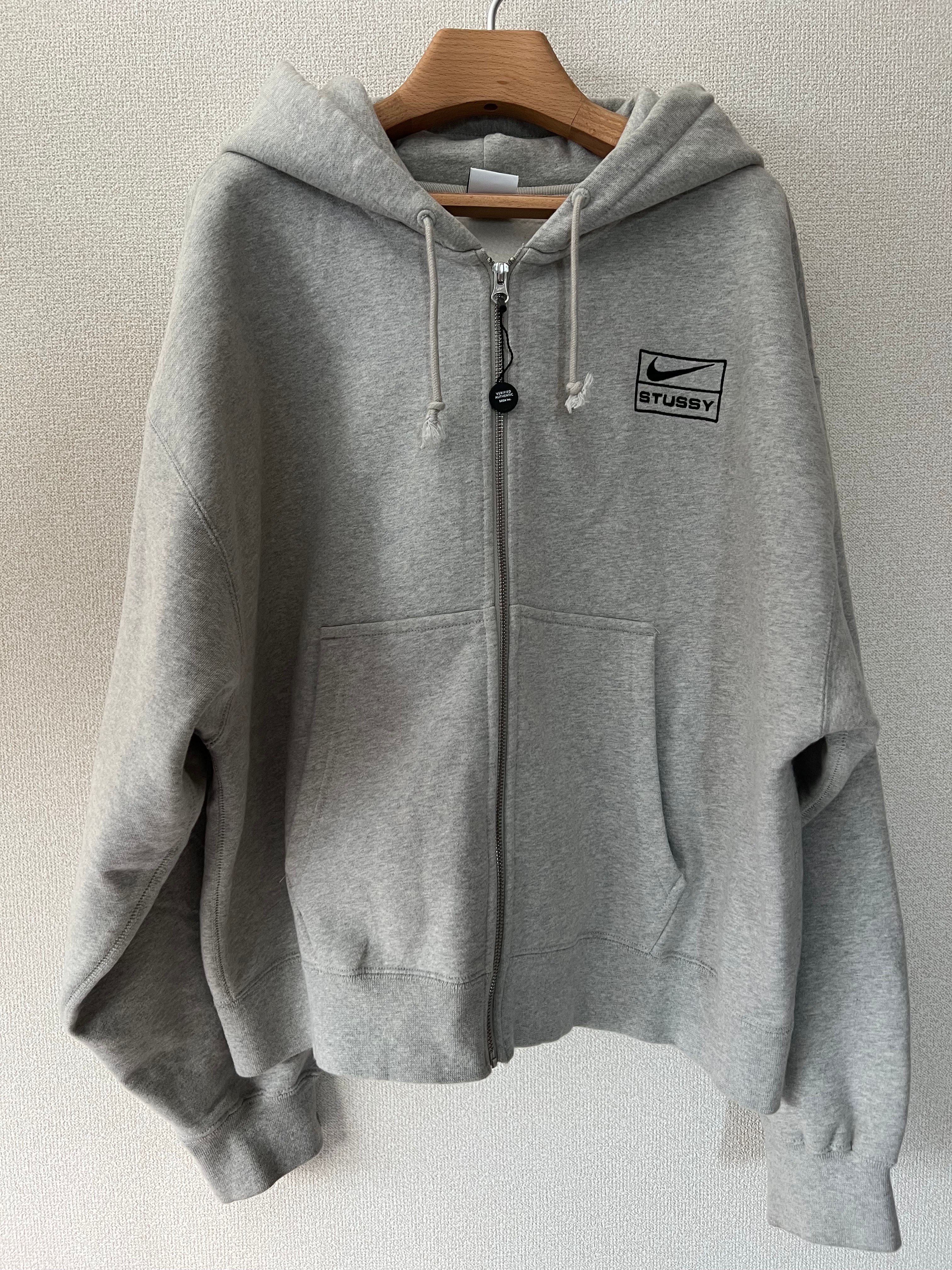 Stussy x Nike Fleece Zip Hoodie "Grey Heather" (US Size) FJ9181-050
