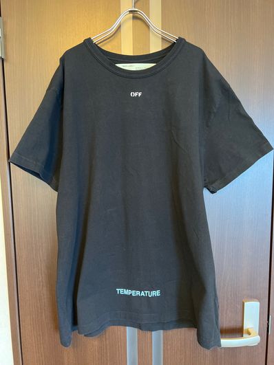 オフホワイト18ss DIAG TEMPERATURE 黒 S/S TEE