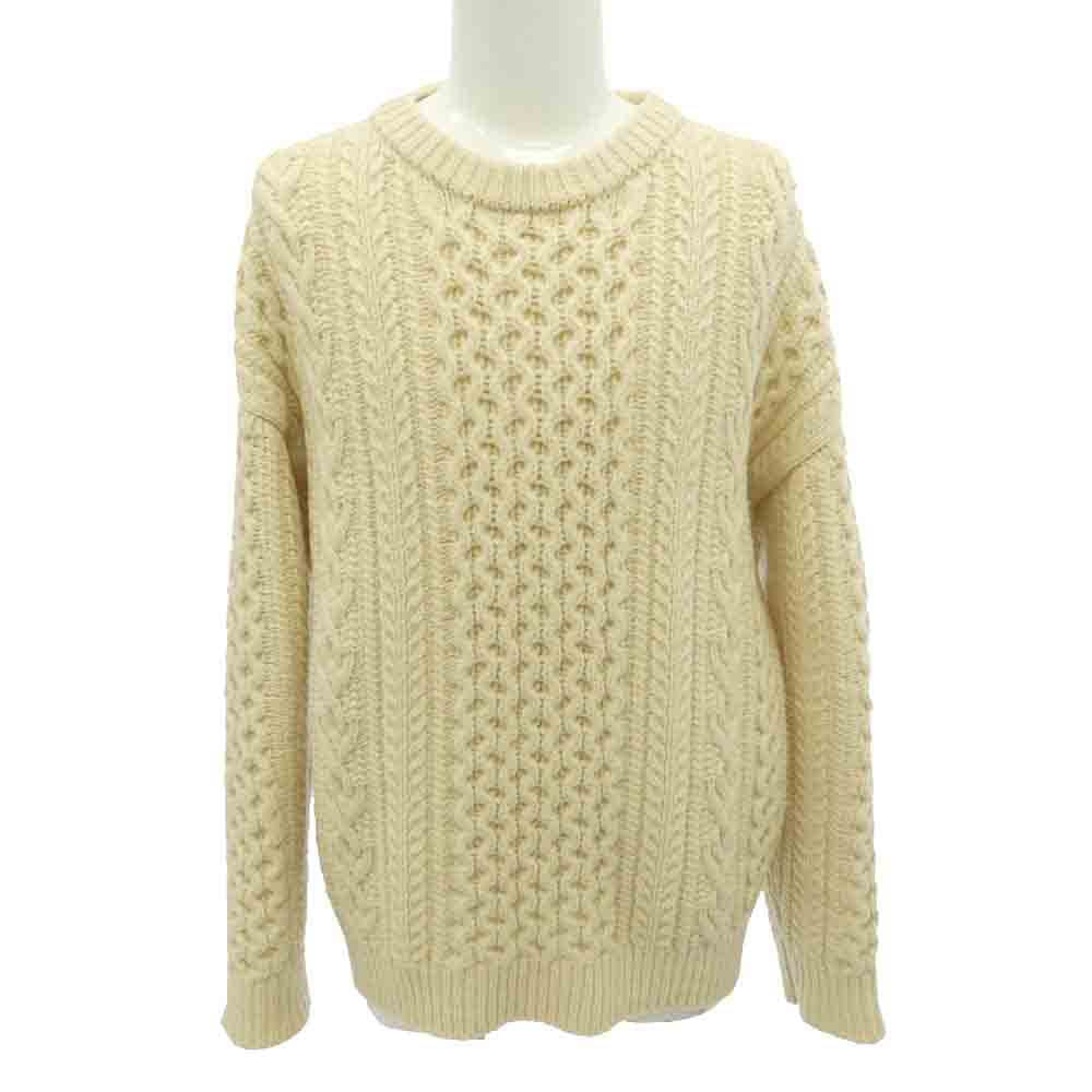 AURALEE オーラリー 18AW A8AP01FM FRENCH MERINO ARAN KNIT PO フレンチメリノ アラン ニット プルオーバー セーター オフホワイト系 4【中古】