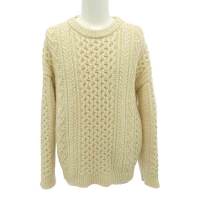 AURALEE オーラリー 18AW A8AP01FM FRENCH MERINO ARAN KNIT PO フレンチメリノ アラン ニット プルオーバー セーター オフホワイト系 4【中古】
