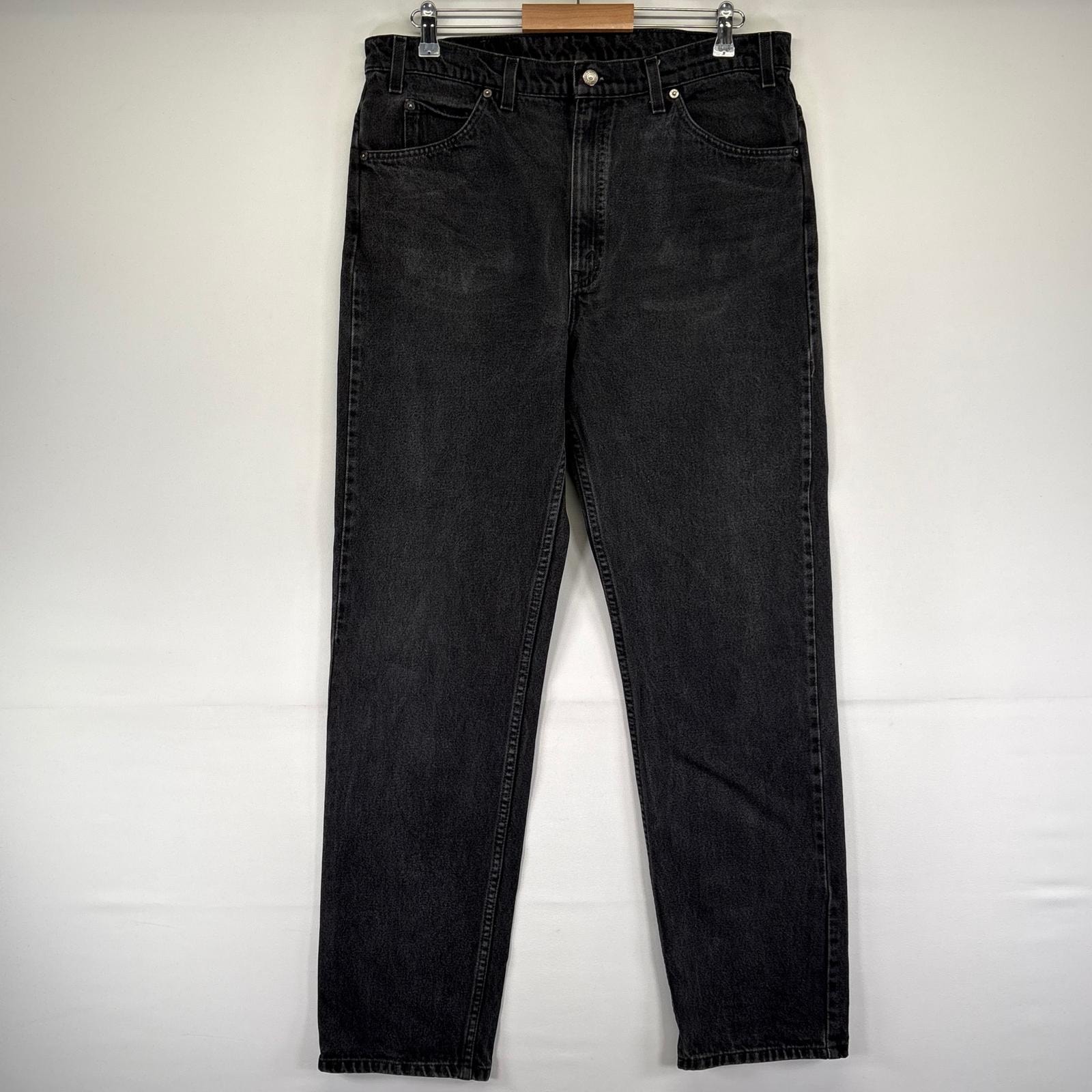 古着 90's/90年代 リーバイス Levi's デニム パンツ 505 ストレート オレンジタブ ジーパン フェード w38 L34  ブラック系 メンズ