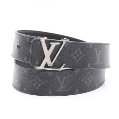 ルイ・ヴィトン LOUIS VUITTON LVイニシャル 40MM リバーシブル シルバー金具 ベルト 衣料品 レザー PVCコーティングキャンバス モノグラム・エクリプス メンズ ブラック系 M9043 【中古】