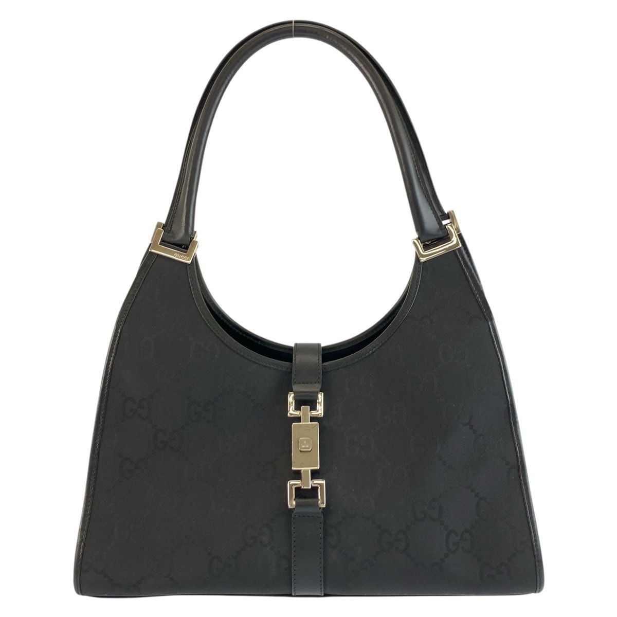 美品 GUCCI グッチ ジャッキー ブラック 黒 GGキャンバス レザー/ ハンドバッグ ショルダーバッグ 603788 【中古】