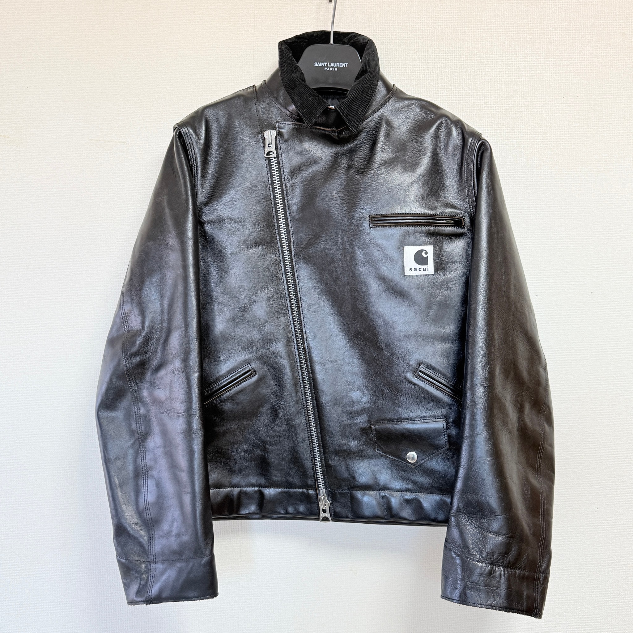 sacai x Carhartt WIP Leather Jacket Mens "Black"