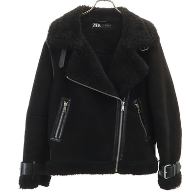 ZARA ザラ フェイク ムートンジャケット S ブラック